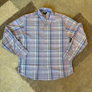 J.Crew‎ Mens Plaid Button Down Shirt Blue Purple Red Long Sleeve Size M